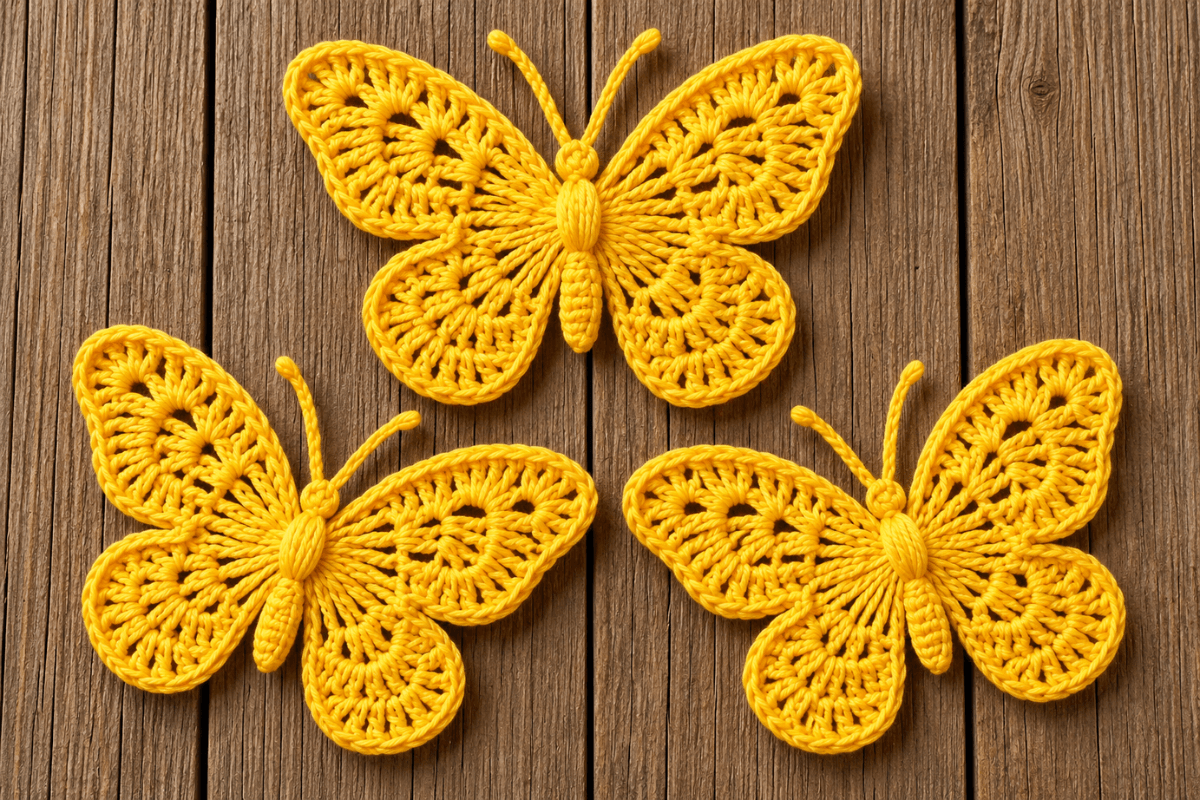 Żółty motyl na szydełku – wzór i schemat